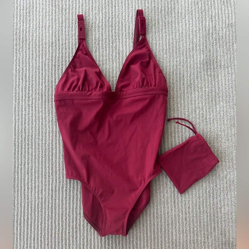Hermes Burgundy One Piece Swimsuit